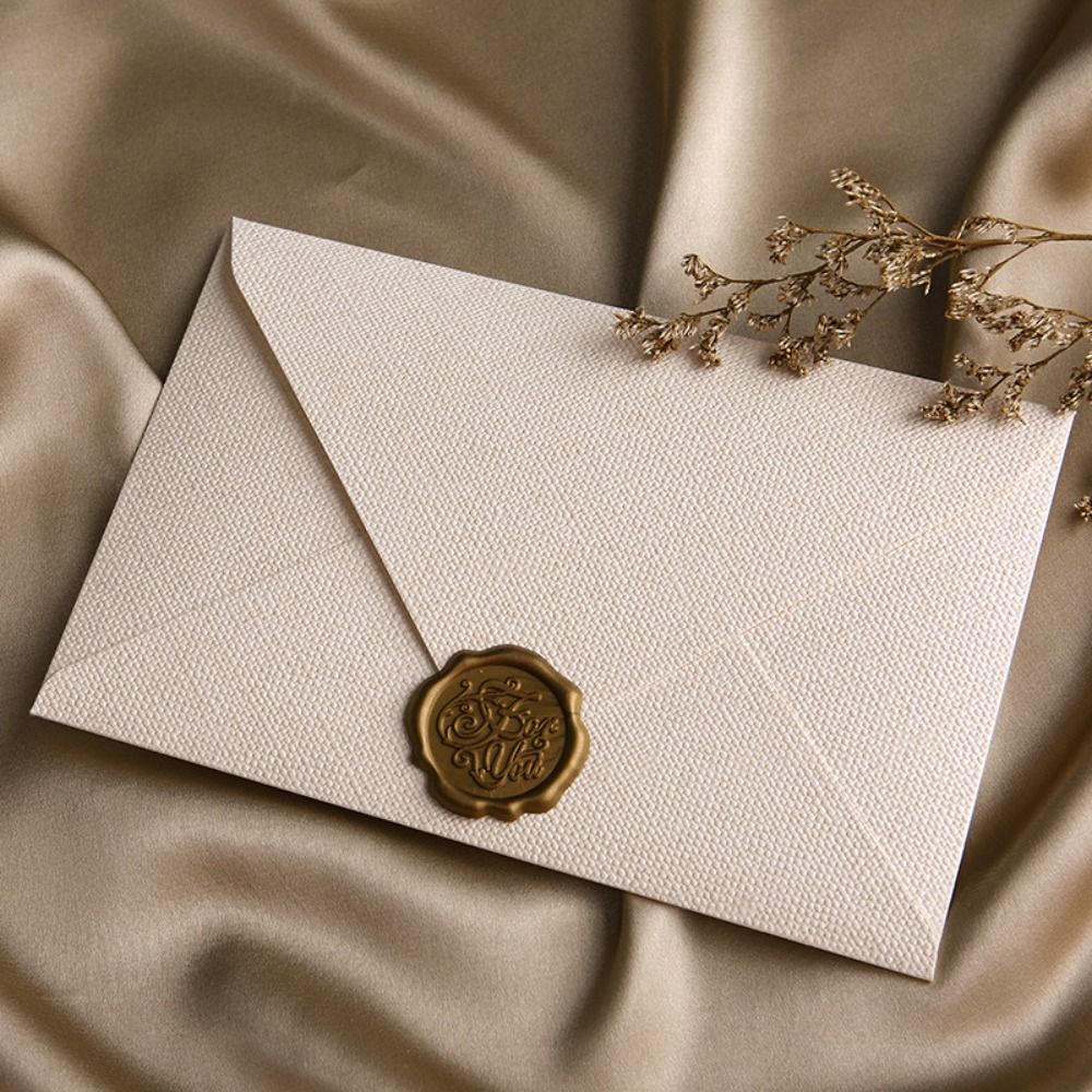 Wax Seal Letter Kit - Enveloppe rétro Texture lin Simple avec