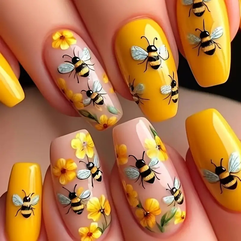 24 pièces/ensemble faux ongles - Pressed Flower Art avis et prix