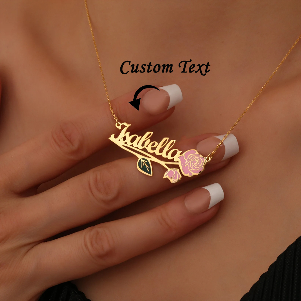 Collier personnalisé avec fleu - Name Necklace Custom avis et prix