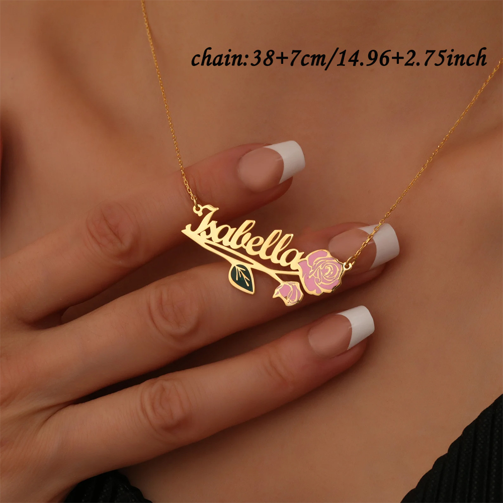 Collier personnalisé avec fleu - Name Necklace Custom avis et prix