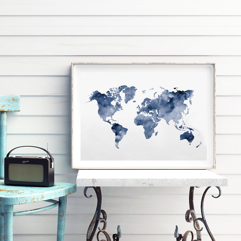 Affiche de carte du monde bleu - Custom Star Map avis et prix