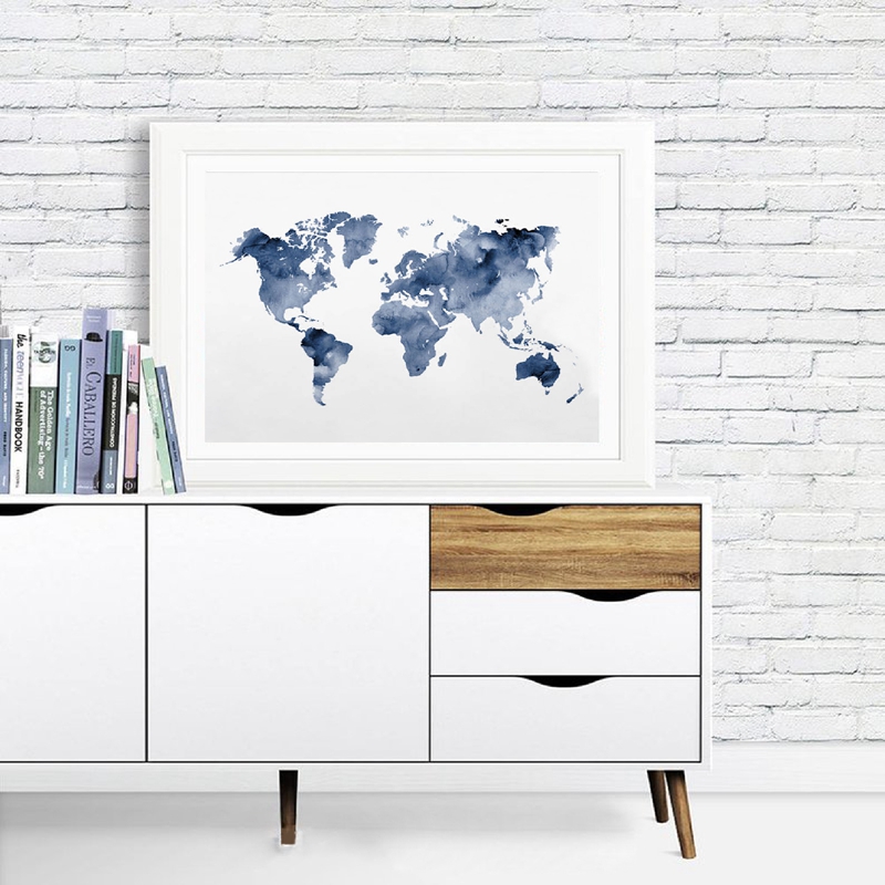 Affiche de carte du monde bleu - Custom Star Map avis et prix