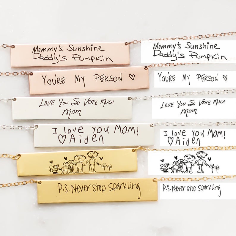 Collier personnalisé avec nom  - Handwriting Necklace Bar avis et prix