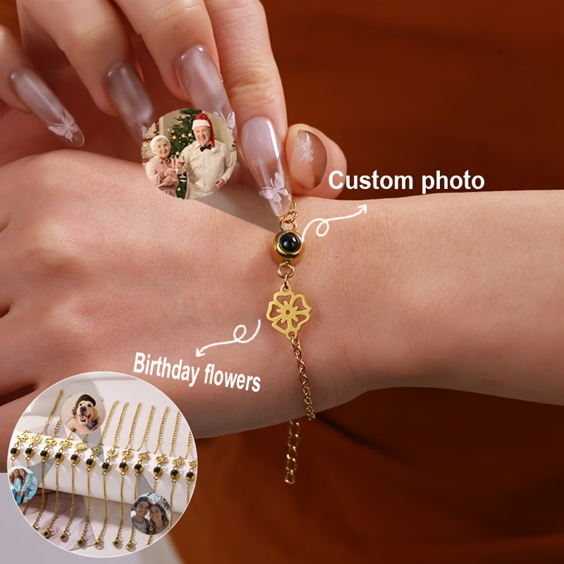 Bracelet personnalisé avec pho - Birth Flower Necklace avis et prix
